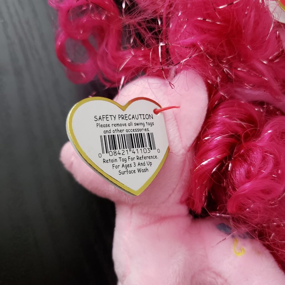 2 pc TY Sparkle BEANIE BABIES MY LITTLE PONY PINKIE PIE Backpack Clip - Picture 11 of 14